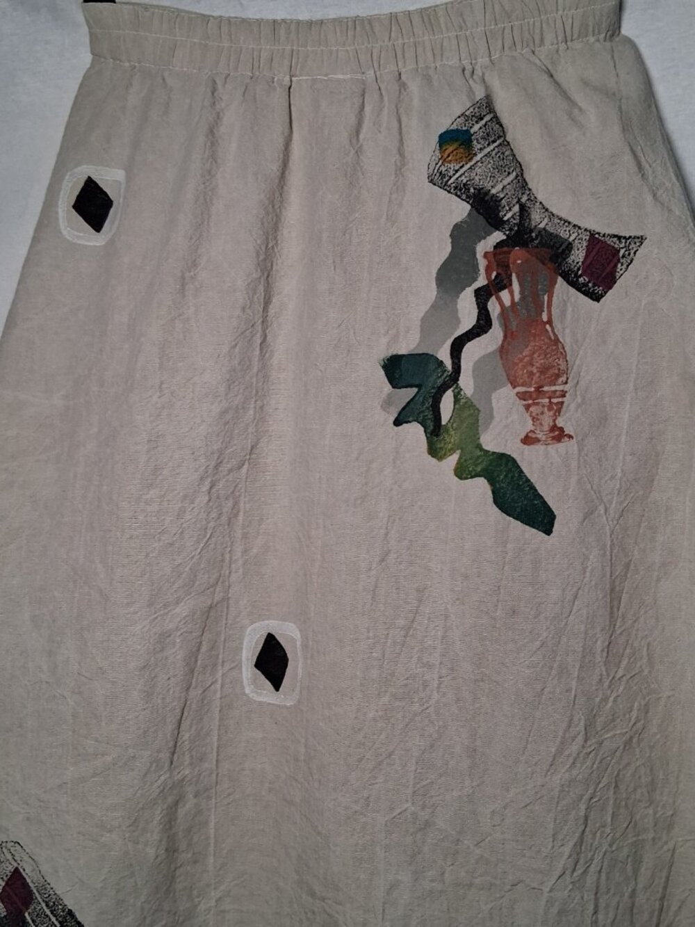 Play Alegre Skirt S Natural Hand Painted Wearable Art To Wear Lagenlook Artsy - Picture 12 of 16
